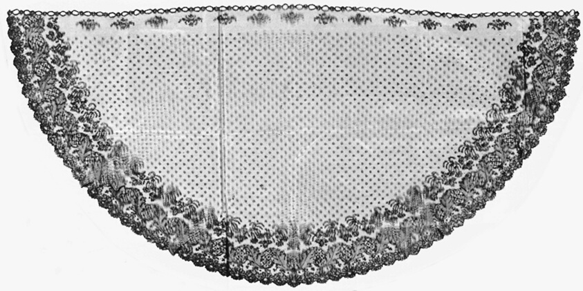 A work made of silk, bobbin straight lace (made in horizontal strips).