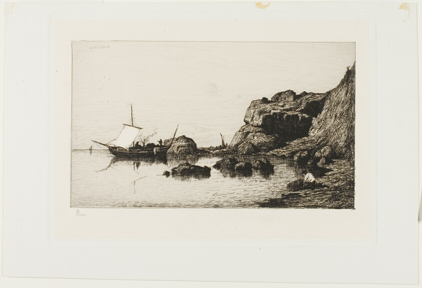 A work made of etching on china paper colle laid down on white wove paper.