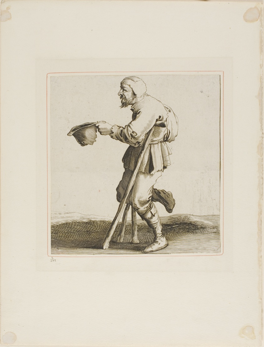 A work made of etching in black on paper.