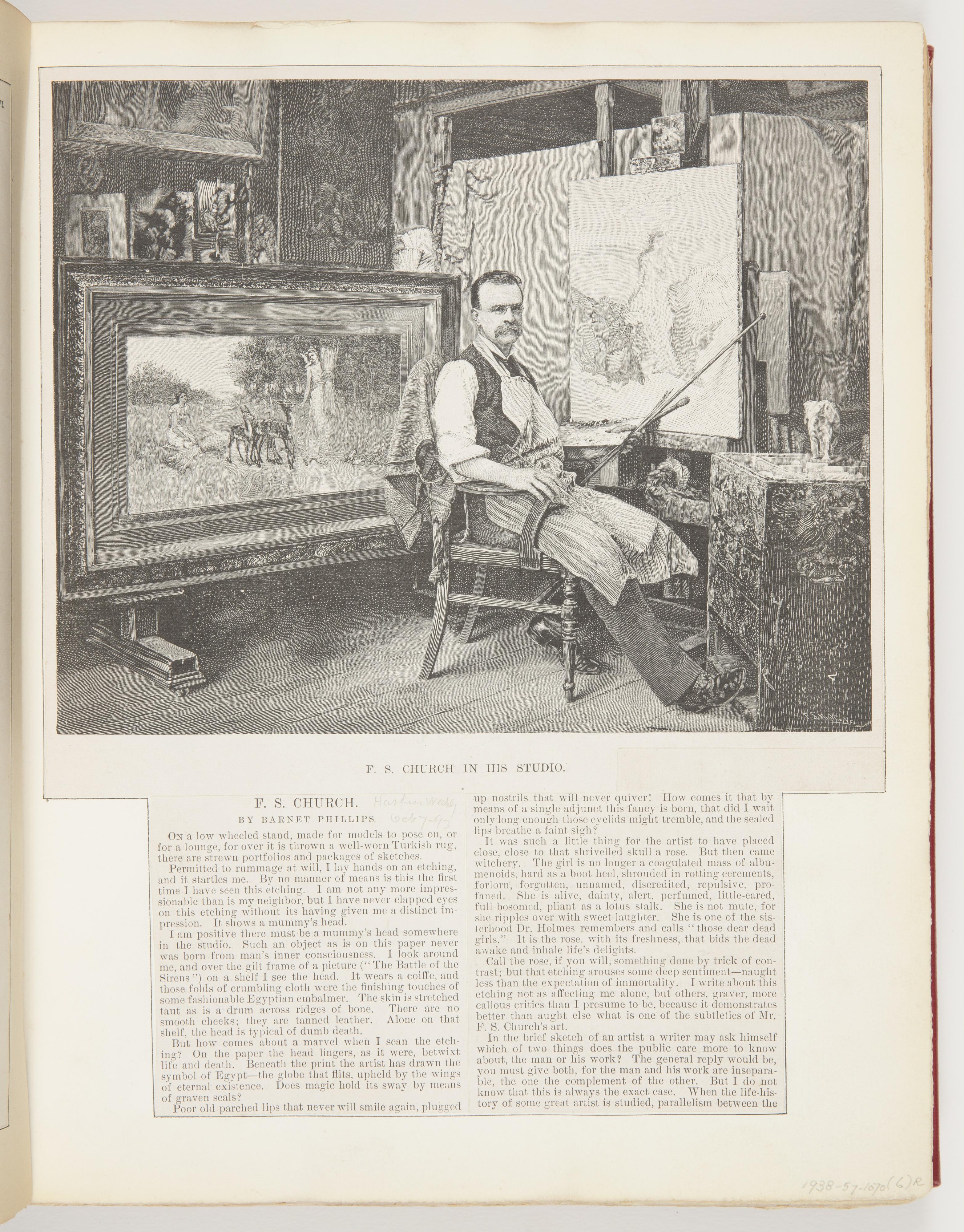 F.S. CHURCH IN HIS STUDIO, ILLUSTRATION FOR HARPER'S WEEKLY (XXXVII, NO. 1919, SEPTEMBER 30, 1893, P. 959)