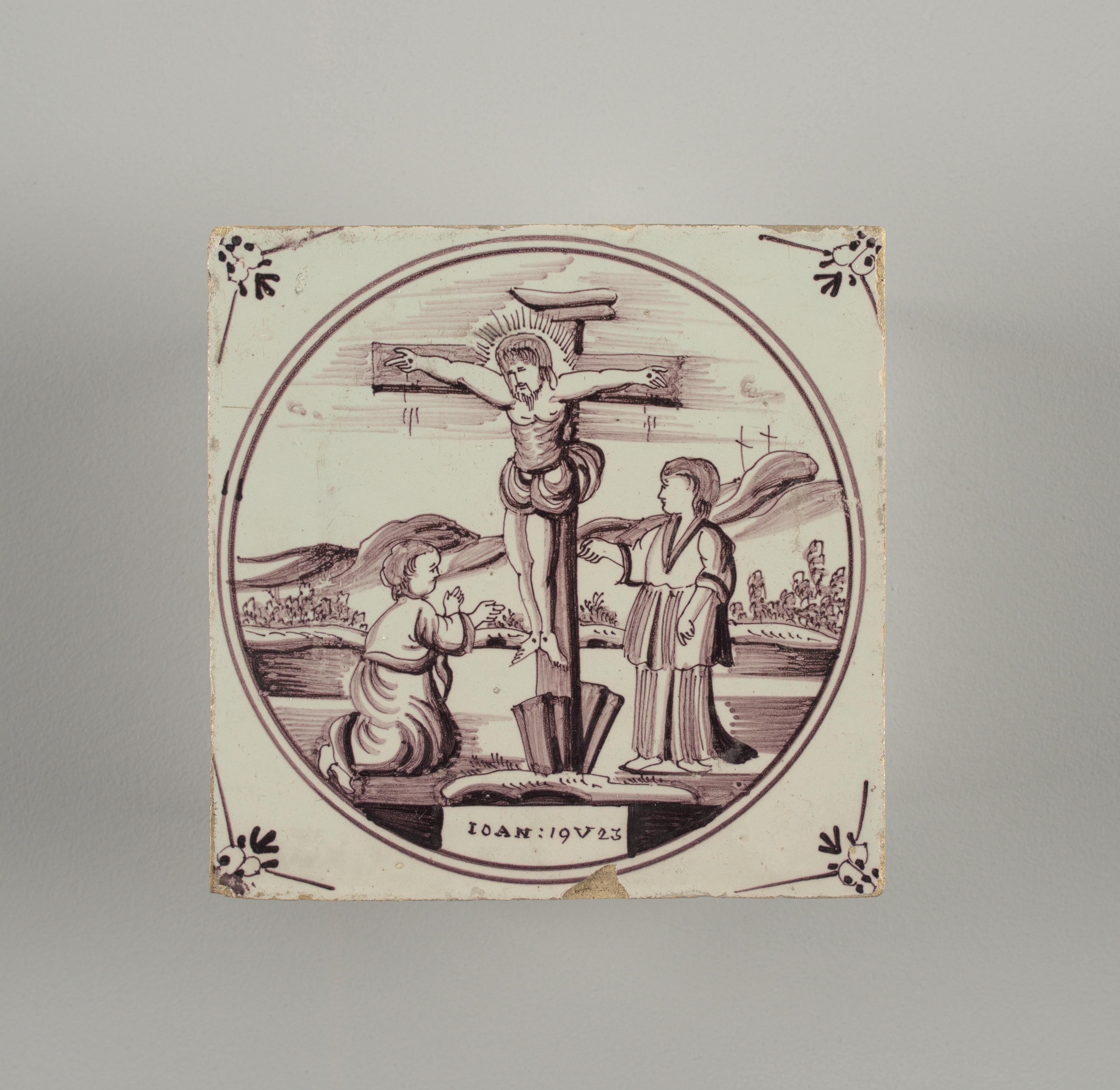 Wall tile — Wall tile. Tin-enamelled earthenware.