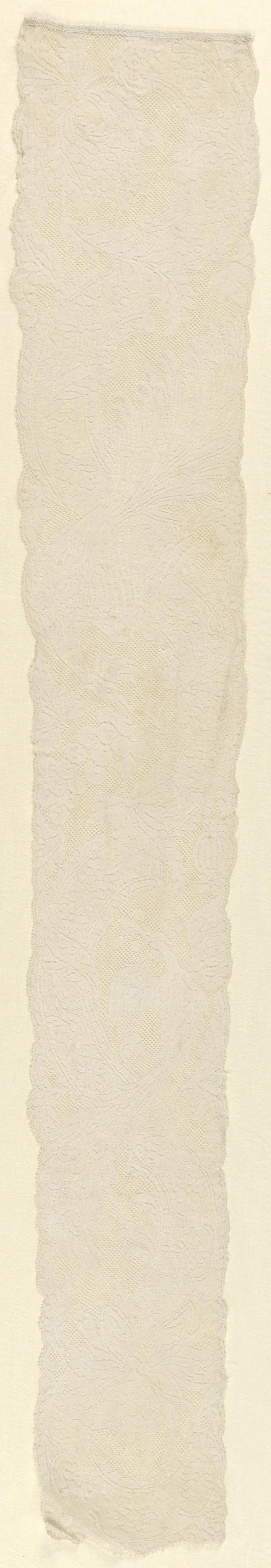 Cap streamers — Cap streamers. Medium: linen Technique: bobbin lace of Binche style with Binche ground.