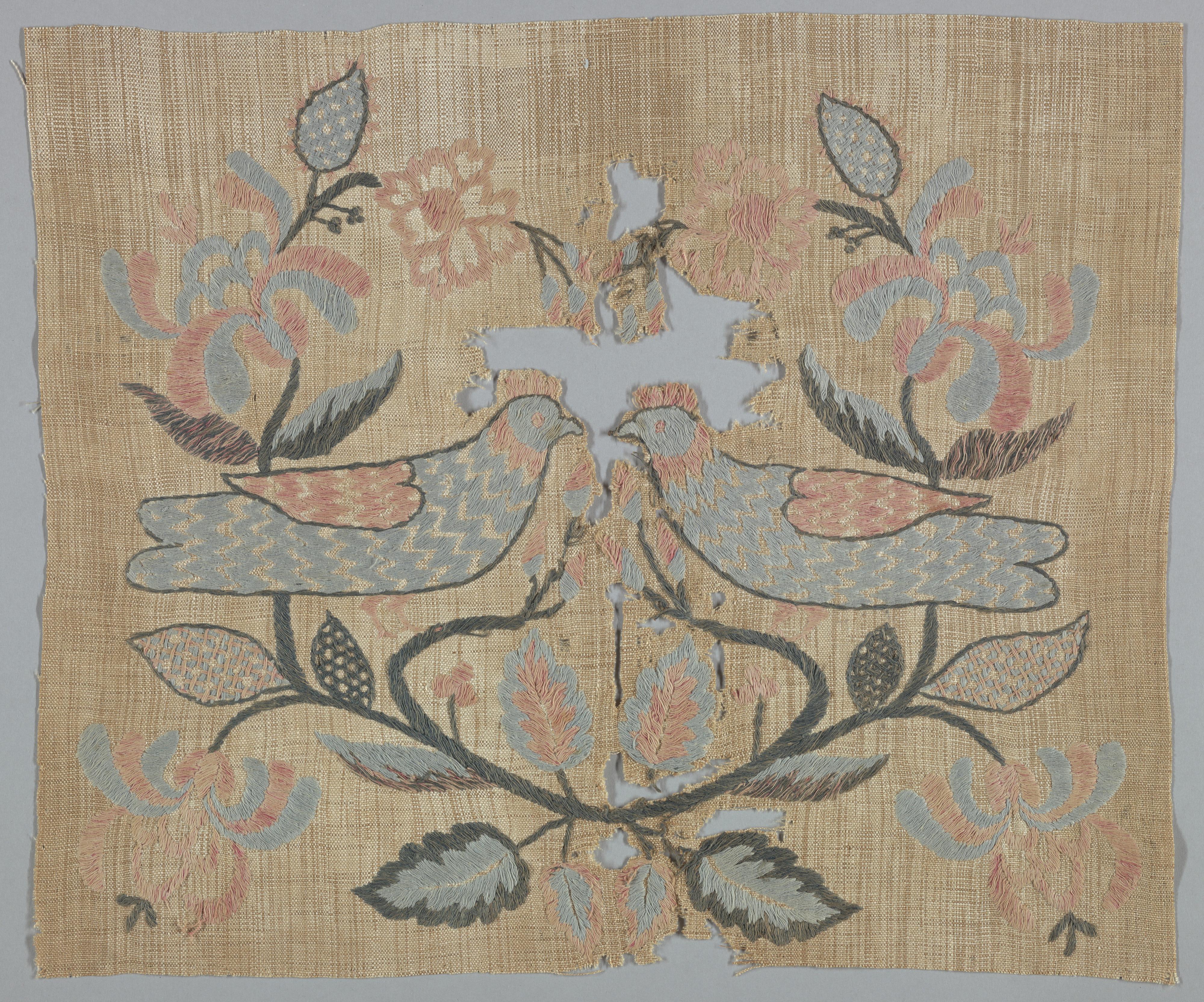 Fragment — Fragment. Medium: cotton on bast fiber Technique: embroidered.