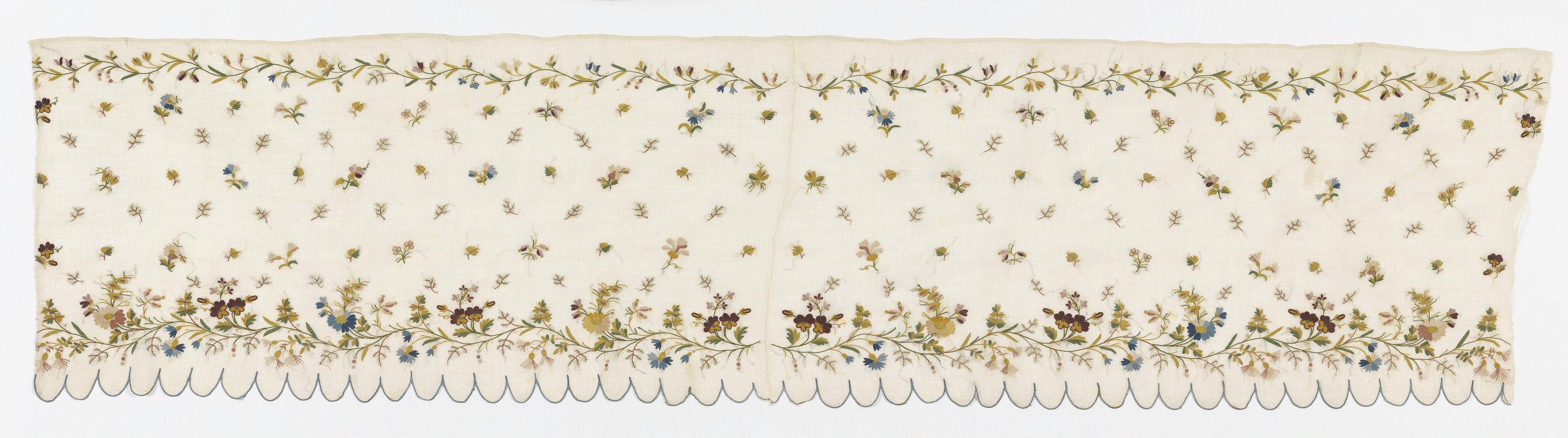Border — Border. Medium: silk embroidery, cotton foundation Technique: embroidered with chain stitch on plain weave.