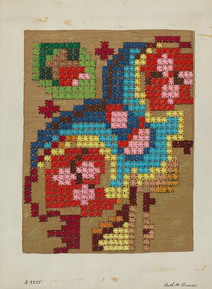 Table Cover — Index of American Design by Ruth M. Barnes. gouache and watercolor on paper.