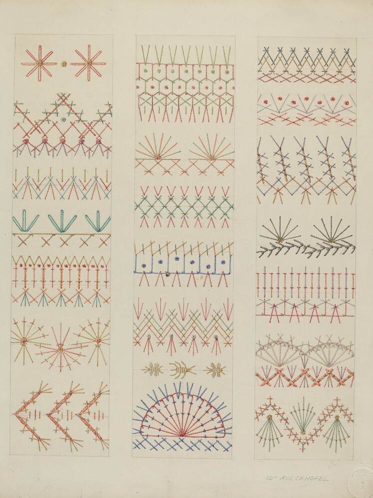 Crazy Quilt — Index of American Design by William Kieckhofel. watercolor and graphite on paper.