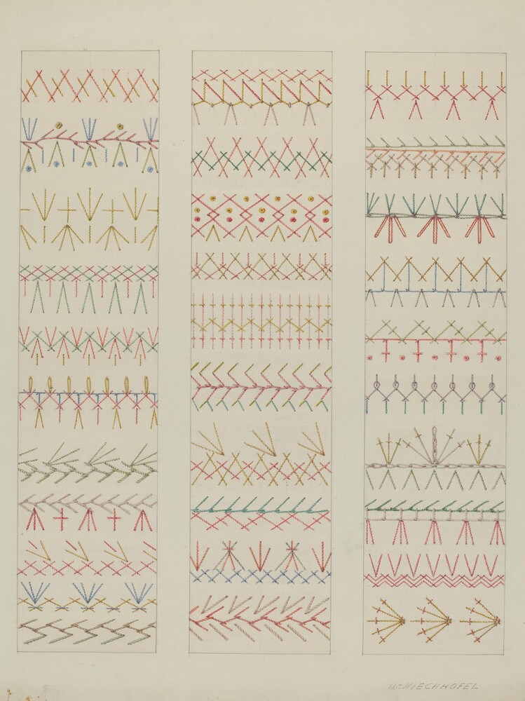 Crazy Quilt — Index of American Design by William Kieckhofel. watercolor and graphite on paper.