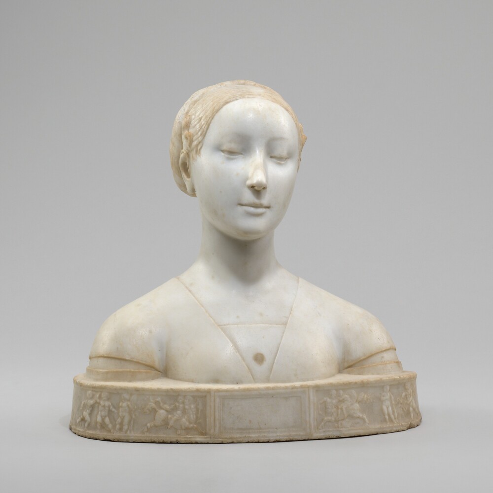 A Young Noblewoman — Sculpture by Style of Francesco Laurana. marble.