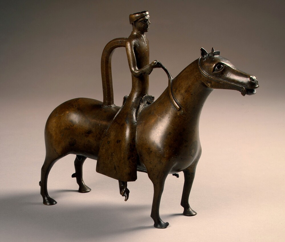 Aquamanile in the Form of a Horseman — Decorative Art by Probably English or Scandinavian 13th Century. bronze.