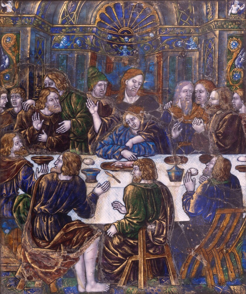 Plaque with the Last Supper — Decorative Art by Jean Penicaud I. enamel painted on copper.