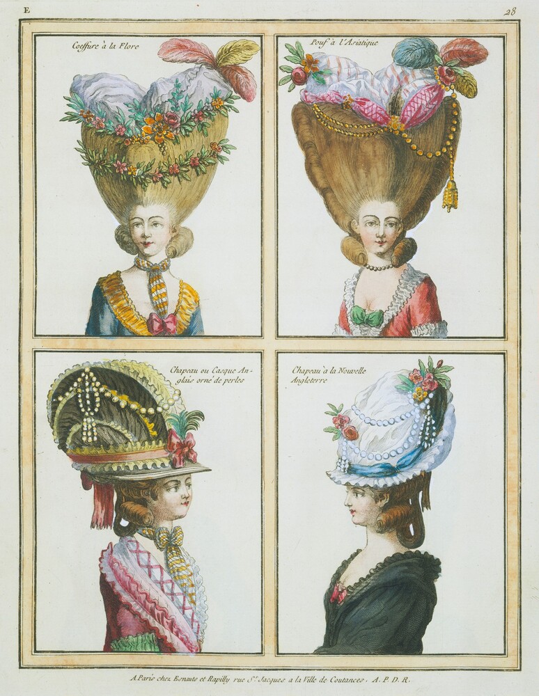 Gallerie des modes et costumes français dessinés d'après nature, gravés par les plus célèbres artistes en ce genre, et colorés avec le plus grand soin par Madame Le Beau (Volume I) — Volume by Various Artists. bound volume with 198 hand-colored and black and white etchings and engravings with letterpress introduction.