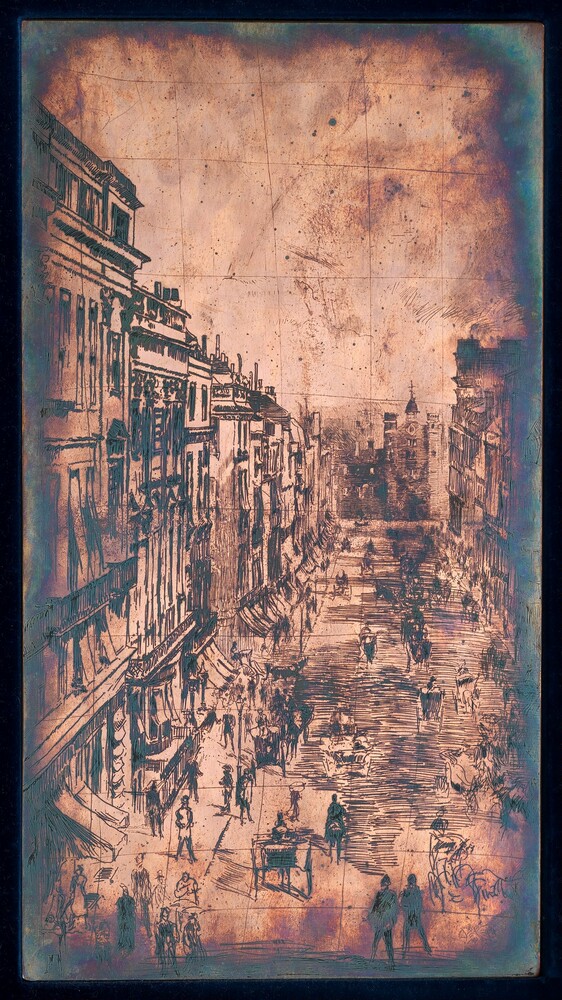 St. James's Street — Technical Material by James McNeill Whistler. etched and cancelled copper plate.
