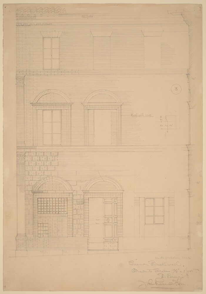 Siena Brickwork — Drawing by John Russell Pope. graphite.