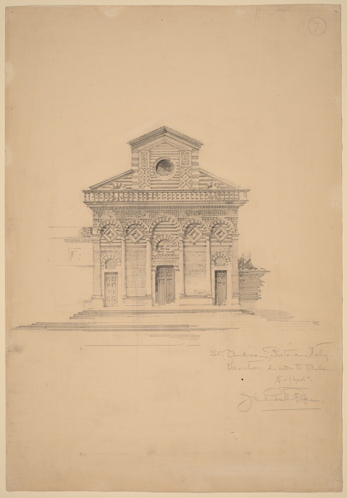 St. Andrea, Pistoia — Drawing by John Russell Pope. graphite.