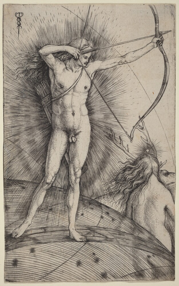Apollo and Diana — Print by Jacopo de' Barbari. engraving.