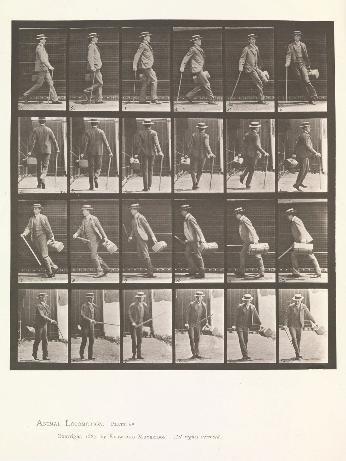 Sequential photographs set moments of bodily movement beside one another.